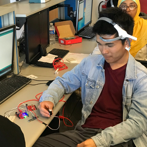 student in lab